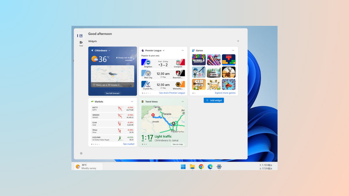 在 Windows 11 中移动小部件面板或调整其大小