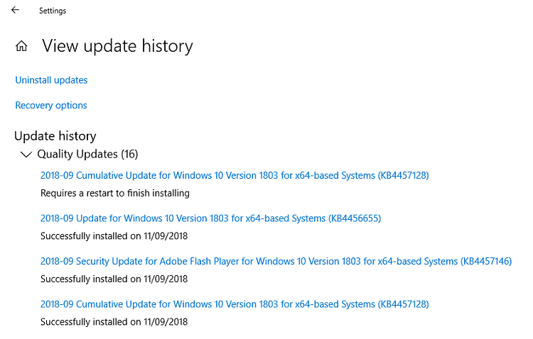 修复:Windows 10 累积更新 KB4457128 (17134.285) 无法安装错误 0x80073712